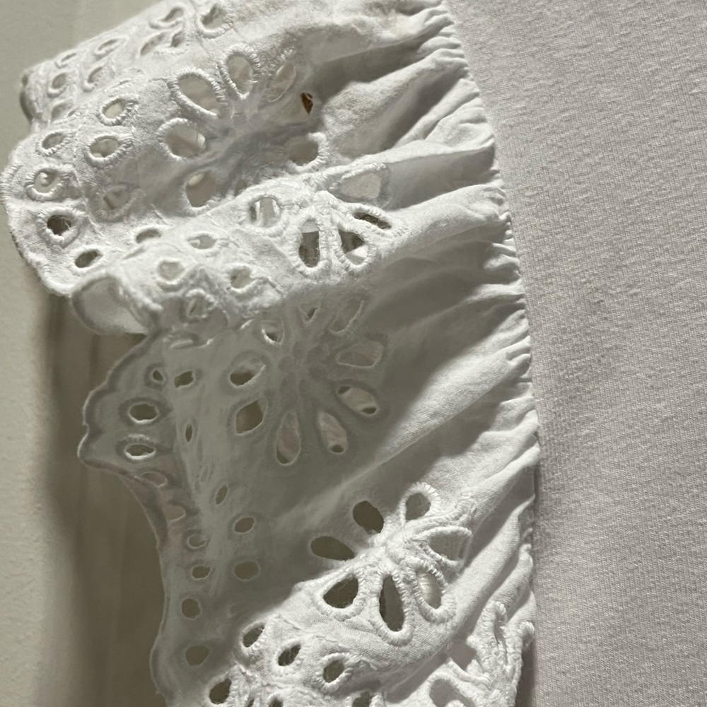Free Assembly White Eyelet Ruffle Sleeve Top XXL Size 20 Cotton - Picture 4 of 6